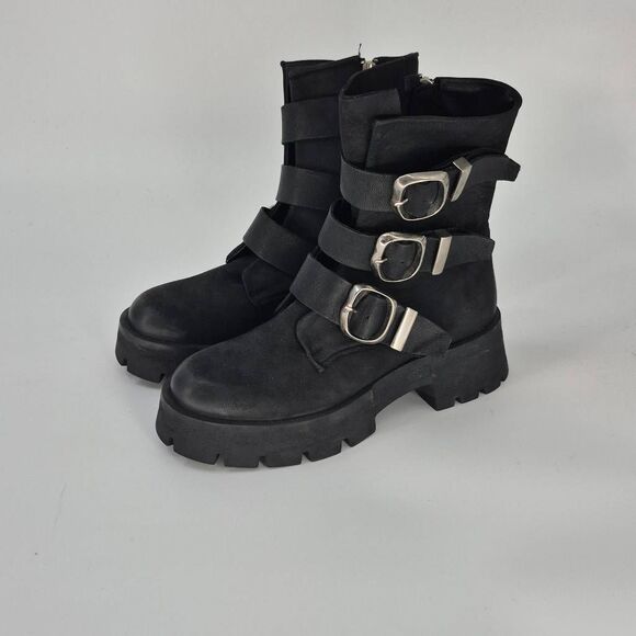 Steve Madden Women's Roland Leather Combat Boot Black Size 10 - Picture 1 of 8